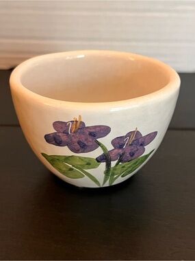 Decorative Ceramic Bowl with Purple Floral Motif